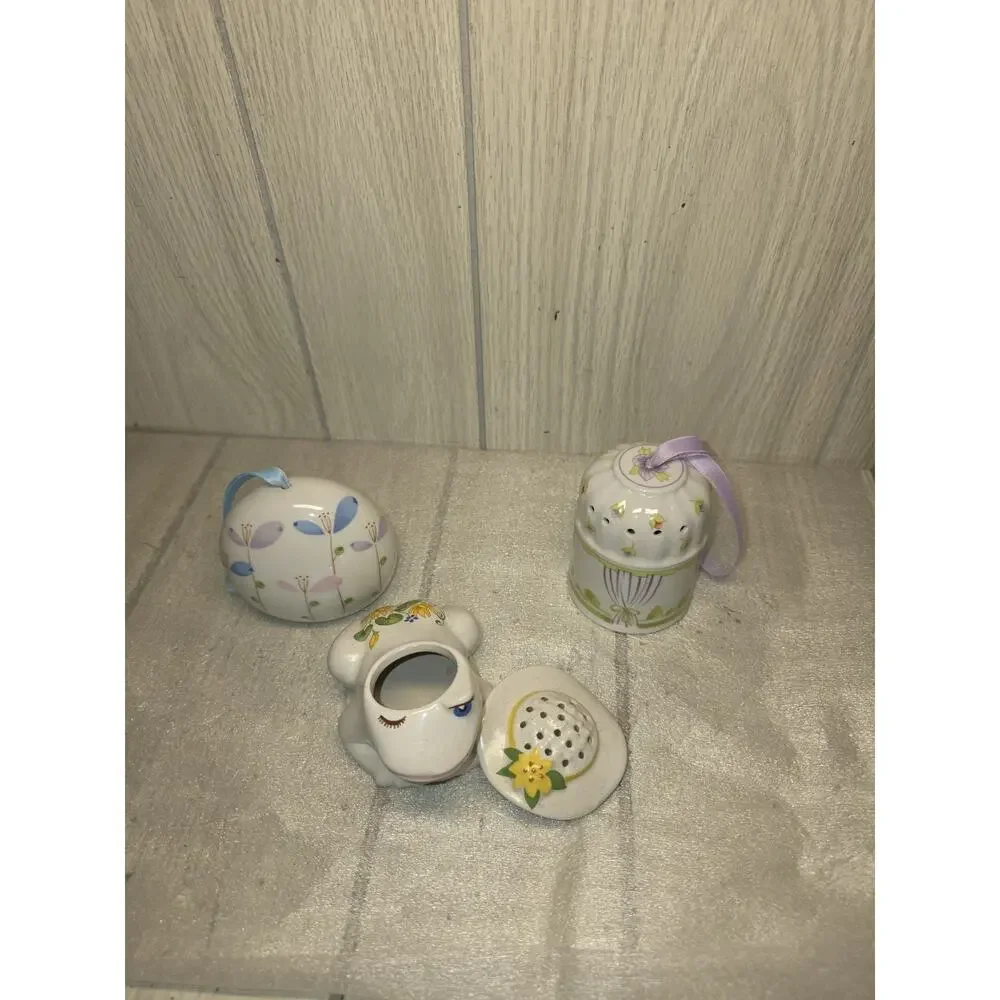 Vtg Potpourri Pomanders Set Of 3 Avon Frog 2 Floral Drawer Freshners Frangrance